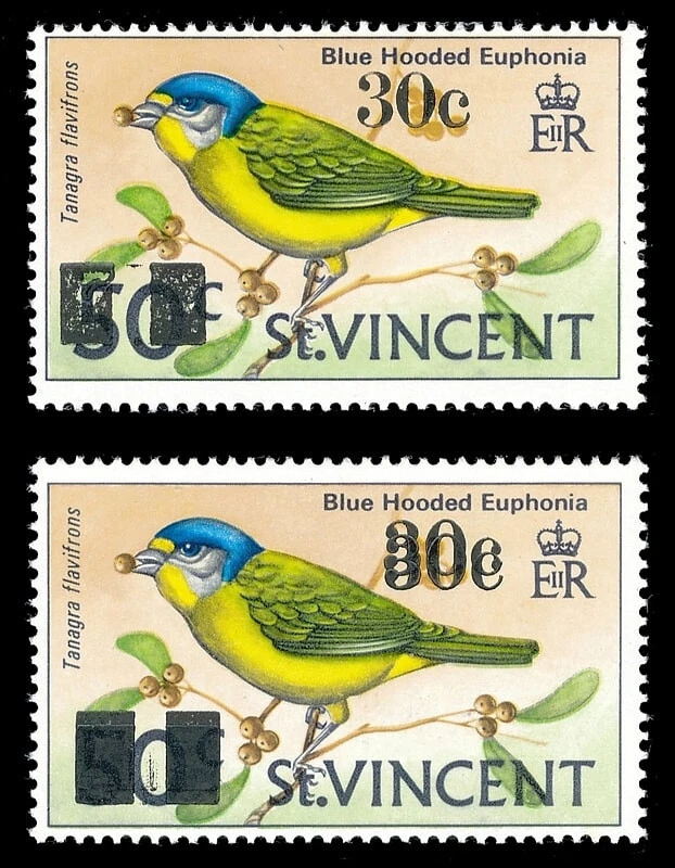 São Vicente 1973 QEII 30c em 50c multicolorido SOBRETAXA DUPLA var MNH. SG 380a. - Imagem 1 de 1