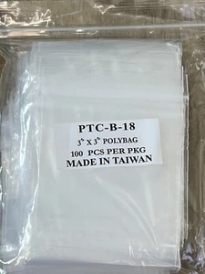 100 X 3" x 3" ZIPLOCK BAGS Clear 2MIL Small POLY BAG RECLOSABLE Jewelry Baggies - Picture 1 of 3