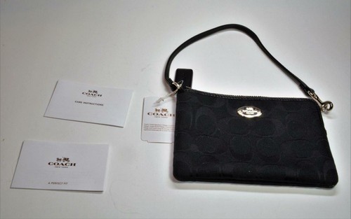 Portafoglio da polso donna nero COACH Signature Collection nuovo con etichette $65 nuovo con etichette F64375