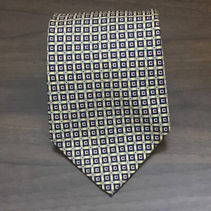 LAUREN RALPH LAUREN 100% Silk Yellow Blue Red Geometric Squares Made In The USA - Picture 1 of 8