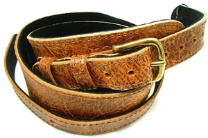 UK MADE TAN LEATHER PRO DELUXE ROAD WORN DISTRESSED GUITAR STRAP WITH BUCKLE - Picture 1 of 8