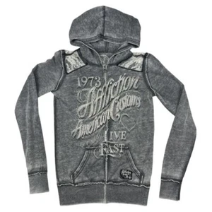 Affliction Jacket Womens Small American Customs Grunge Y2K Bling Lace Hoodie - Picture 1 of 14