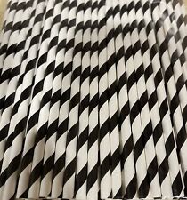 750 Black And White Striped Paper Straws 6mm 200mm For Parties Biodegradable
