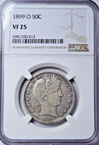 1899-O BARBER HALF DOLLAR - NGC VF25 ~ NICE PROBLEM FREE! - Picture 1 of 4
