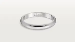 Cartier Platinum Plain Wedding Band Size 52 (6 US Sizing) 2 mm Wide - Picture 1 of 3