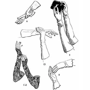 1940s Pattern, Set of Tailored Gloves in Two Lengths - Hand=7 - Picture 1 of 2