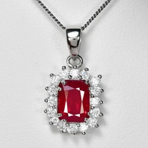 COLGANTE DE PLATA ESTERLINA 925 SANGRE DE PALOMA ROJO RUBÍ PIEDRA PRECIOSA OCTÁGONO Y CIRCONITA BLANCA - Imagen 1 de 10