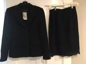 Womens Rena Lange Black 2 Piece Jacket & Skirt Suit Size 4 - Picture 1 of 9