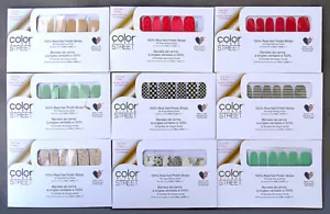 Color Street Real Polish Nail Strips LOT of 9 Sealed Stripes Check Glitter Heart - Picture 1 of 2