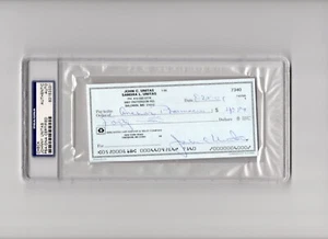 JOHNNY UNITAS assegno autografato firmato PSA/DNA incapsulato COLTS HOF - Foto 1 di 1