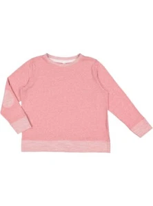 LAT 2279 Youth Unisex Long Sleeve Melange French Terry Crew Neck T-Shirt - Picture 1 of 8