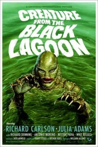 Retro Creature from the Black Lagoon Movie 8x10 Cotton Crafting FABRIC Block  - Picture 1 of 1