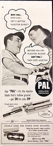 American Safety Razor Pal 1955 maquinillas de afeitar tierra hueca anuncio impreso vintage - Imagen 1 de 1