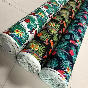 100% Cotton Poplin Fabric - Parrot Tropical Paradise - 45'' Wide Sold Per Metre - Picture 1 of 8