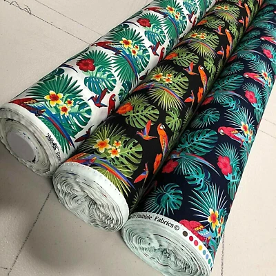CRAFT HOME TEXTILES 100% Cotton Poplin Fabric - Parrot Tropical Paradise - 45'' Wide Sold Per Metre