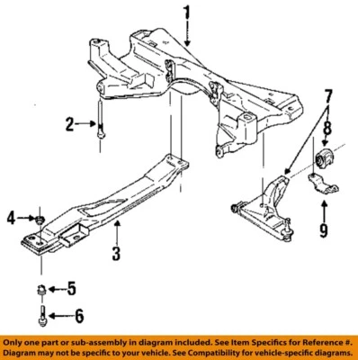 Used Front Frame Crossmember fits: 1995 Mitsubishi Mirage Front Front Grade A Foto 1 de 2