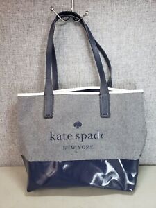 Kate Spade NY Blue Cotton & Leather Tote Bag