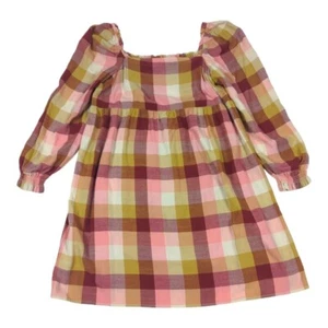 LOFT Square Neck Plaid Babydoll Smocked Dress Small Petite - Picture 1 of 7