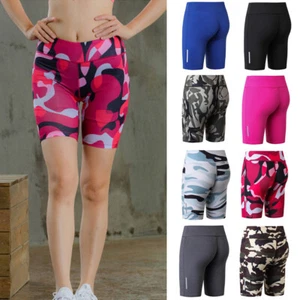 Ladies Women Elastic Fitness Tight Pants Yoga Sports Shorts Reflective Design - Picture 1 of 17