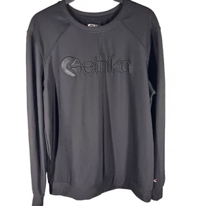 Ethika Premium Embroidered Black Crewneck Mens Sz L Long Sleeve Sweatshirt - Picture 1 of 9