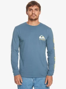 Quiksilver Tshirt Long Sleeve Cotton Crew Neck Omni Logo navy - Picture 1 of 2