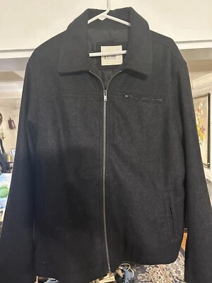 Old Navy Jacket Mens Size XL Wool Blend Dark Gray Zipper Zip-Up Cotton Lining - Image 1 of 4