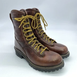 LEHIGH SAFTEY BOOTS TALL LINEMEN WORK BOOTS INSULATED BROWN LACE UP ANSI Z71 10W - Picture 1 of 12