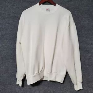 VTG Jerzees Sweatshirt Mens L White Blank Crewneck USA Made Deadstock 80s 90s - Picture 1 of 7