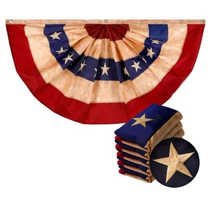 USA Tee gebeizt Plissee Fächer Flagge 3x6 Fuß 5er Pack bestickt Polyester - Bild 1 von 7