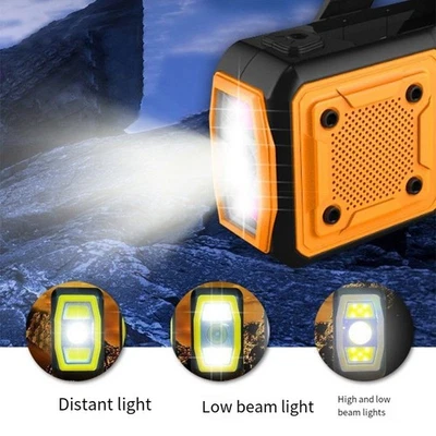 Power Bank radio a manovella solare con luci LED integrate e segnale di allarme - Immagine 1 di 4