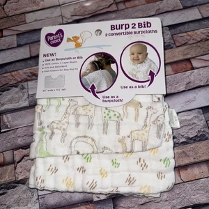 Parent's Choice Burp 2 Bib 2 Convertible Burcloths Animal Print Giraffe Walmart - Picture 1 of 10