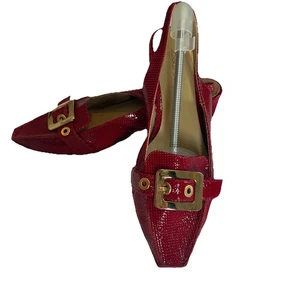 Jessica Bennett Slingback Wedges Red Heels Sz.12 Buckle Detail Retro Y2K Vibes - Picture 1 of 9