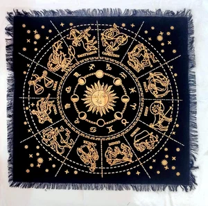 Goldenes Sternbild Sternbild Altar Tischdecke mit Fransen Alter Tarot Hexe - Bild 1 von 7