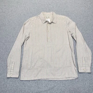 Madewell Shirt Women’s Medium Striped Long Sleeve Popover Cream Blue Red New - Picture 1 of 17
