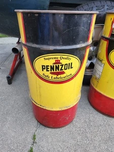 Vintage Pennzoil Oil Drum 16 Gallon Garbage Shop Can As Found - Picture 1 of 5