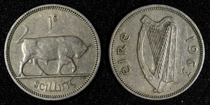República de Irlanda Cobre-Níquel 1963 Chelín Toro KM# 14a (28 023) - Imagen 1 de 3
