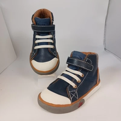 See Kai Run Dane Toddler High Top Leather Shoes Navy Blue Size 7 Boys - Image 1 of 4