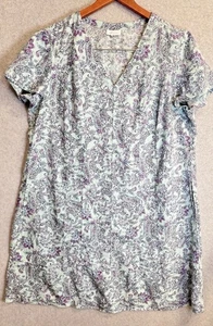 J. Jill Love Linen Paisley Dress Blue Purple V-Neck 100% Linen Boho Midi M/L - Picture 1 of 13