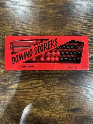 Domino Scorers By Crisloid Set of 2 Plastic Red/Black #298 with Red Box - Image 1 of 4