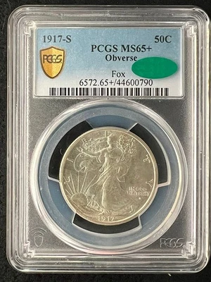 1917-S 50C Half Dollar Walking Liberty Obverse PCGS MS65+ (CAC) PHENOMENAL! - Image 1 of 4
