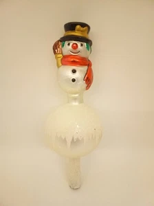 Vintage Weihnachten Glas Baumspitze Frosty Schneemann 2 Ebenen mattiert 11,5" - Bild 1 von 15