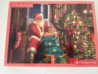 BNIB A Christmas 1000 Piece Jigsaw Puzzle Santa Delivering Presents by Xmas Tree - Image 1 of 4