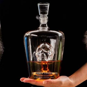 Engraved Whiskey Skull Decanter - Picture 1 of 10