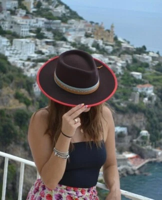 Cappello Fedora in feltro marrone, elegante Hat - Immagine 1 di 4