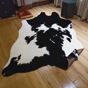 JACCAWS Faux Fur Black and White Cowhide Rug,4.6 x 6.6 Feet Cow Skin Area Rug... - Picture 1 of 5