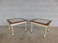 Townsend Furniture French Louis XVI Style Marble Top End Tables - a Pair