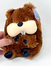 Buddy Beaver 5" Stuffed Plush w/Tags Big Tail Teeth Brown Nanco Belly Buddies