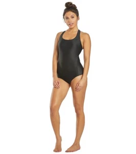 Nike Swimsuit Women’s Black Large Crisscross Back One Piece Hydralock NWT Sporty - Picture 1 of 12