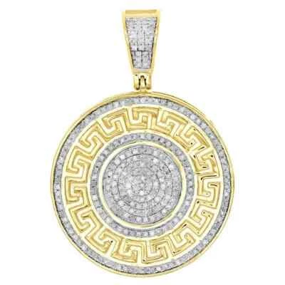 Precioso colgante medallón de diamante simulado redondo de 2 quilates enchapado en oro de dos tonos de 14 quilates Foto 1 de 4