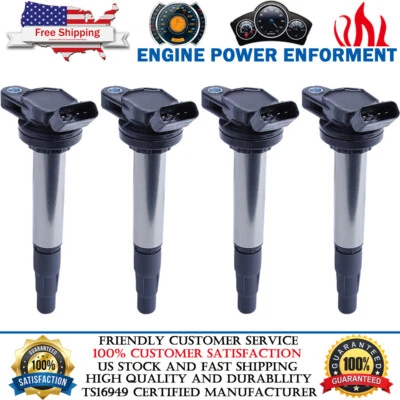 Paquete de 4 bobinas de encendido para Toyota Corolla Matrix Prius Scion L4 2009-19 1,8 L UF596 Foto 1 de 4